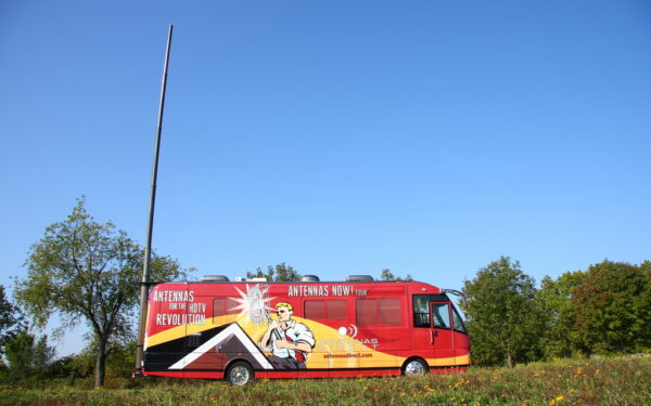 Results image of red AD bus with long antenna