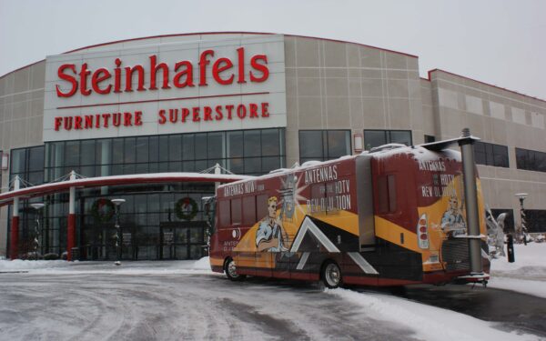 Results image of AD bus in front of furniture store Milwaukee, WI