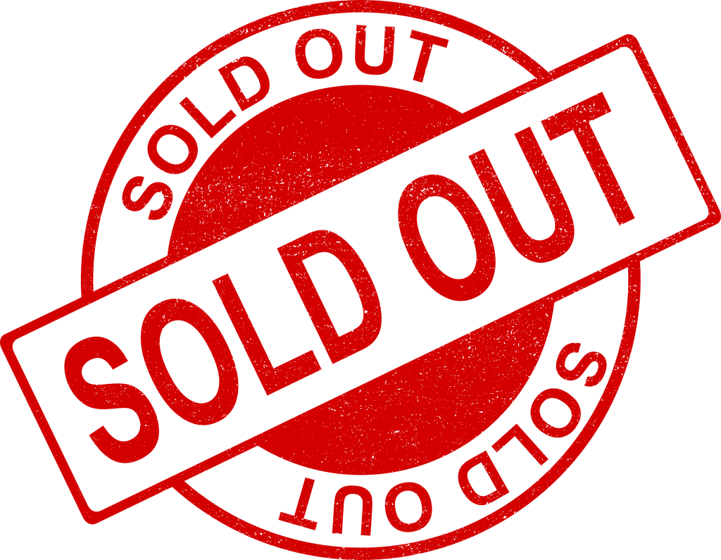 Results image of red and white "sold out" sign