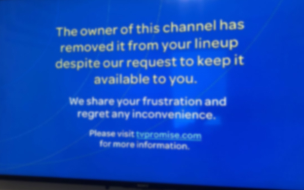 Results image of cancelled channel notice