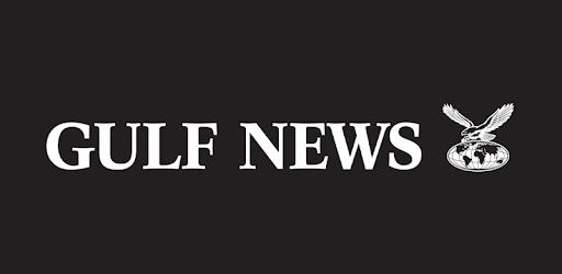 Results image of grey and white logo for gulf news website