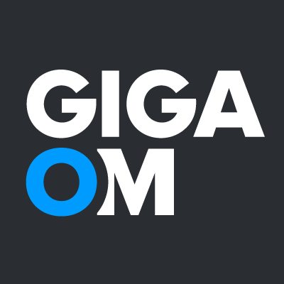 Results image of grey and white logo for gigaom