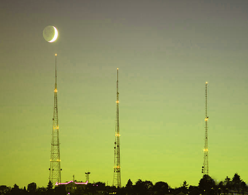 Results image of TV towers under moon