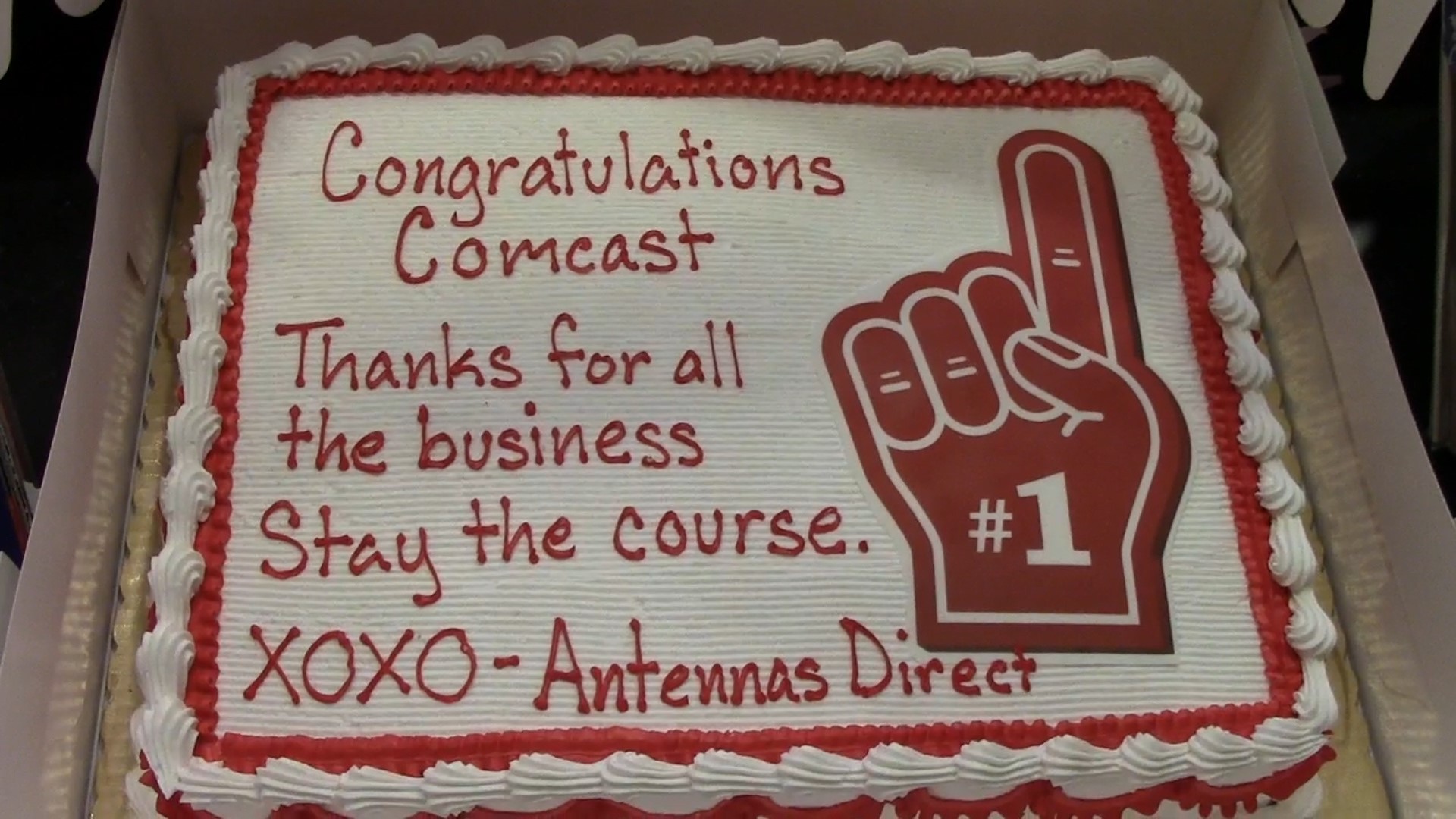 Results image of Congrats Comcast cake from Antennas Direct