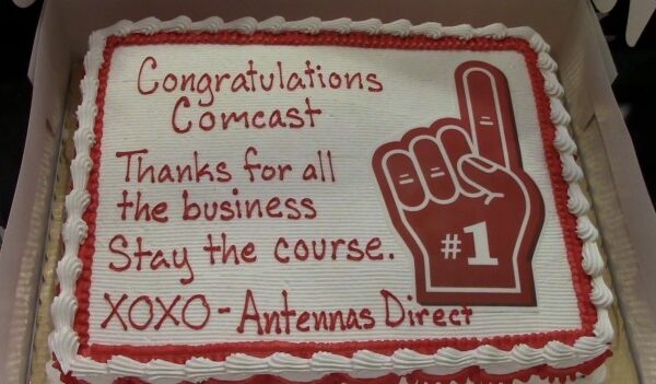 Results image of congratulations cake to Comcast