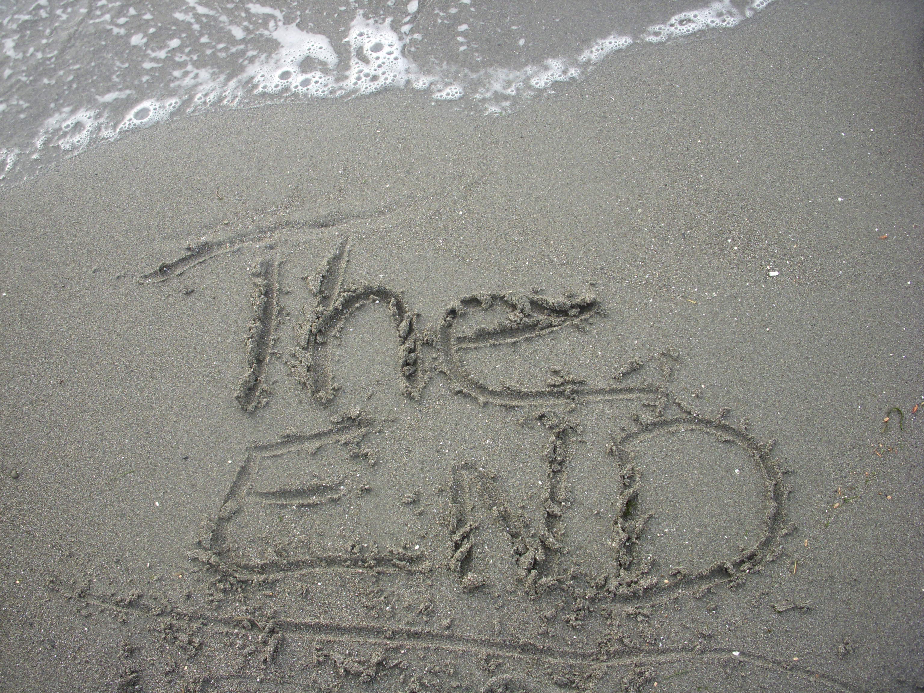 Results image of The End written in sand