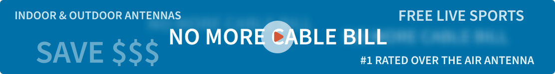 text reading 'No More Cable Bill' on a stylized blue background