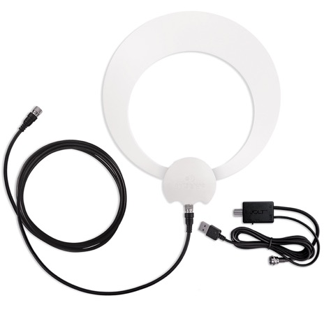 White ClearStream Eclipse Amplified TV Antenna with Coaxial Cable