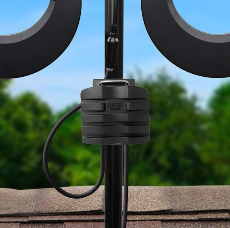 Lifestyle photo of the ClearStream JUICE Plus TV Antenna Amplifier on a mast